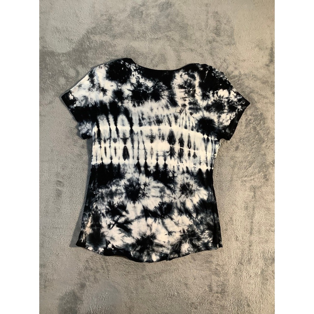 No Boundaries Girls XXL Black White Tie Dye Top Strappy V-Neck Knot Front Tee - Picture 5 of 7